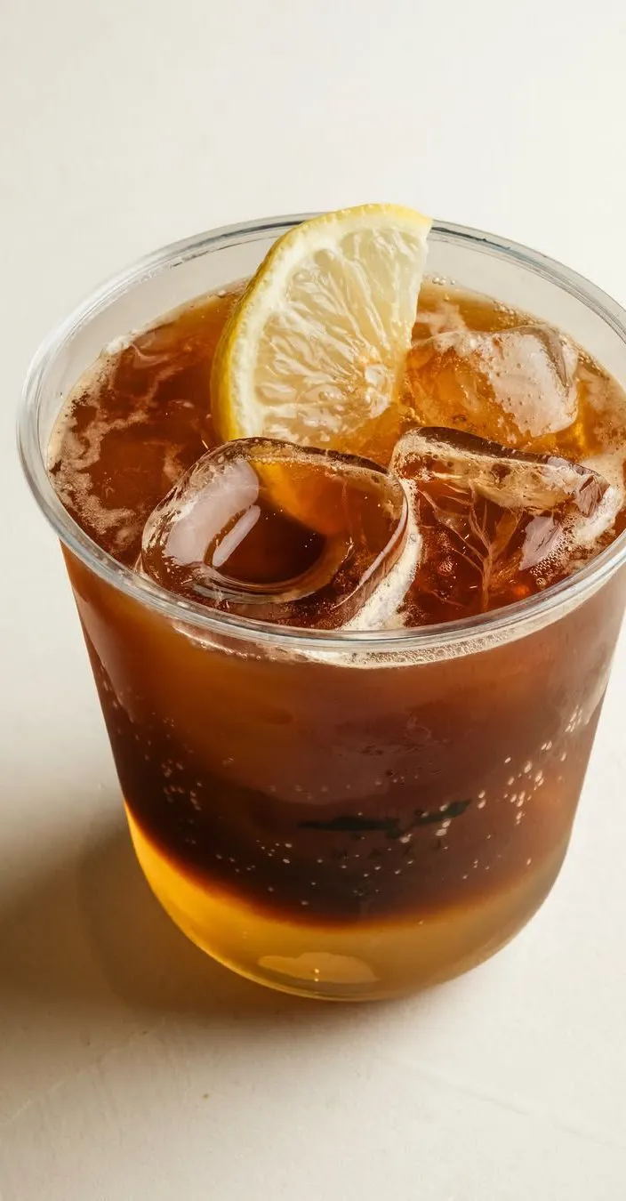 Black Lemonade over ice with a slice of lemon